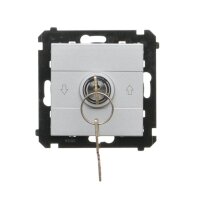 Spínač žaluziový na klíč, 3 polohový, řazení 1-0-2, 5 A / 250 V~ hliníková matná