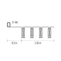 LED girlanda - 5x plastové kolíčky, 2xAA, teplá bílá, časovač