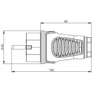 vidlice přímá guma/polyamid 16A/250V dvojí zemnící systém IP44 černá/červená