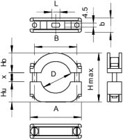 OBO 3015 34 LGR Příchytka Blitz-ISO s podélným otvorem 24-34mm světle šedá PS
