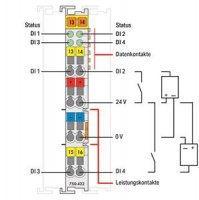 4kanálový binární vstup DC 24V prodloužení impulzu světle šedá WAGO 750-422