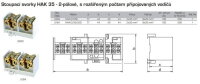 Svorkovnice stoupací HAK/2/35D nekrytá 100A 2pól.na pól:1x35mm2 a 4x25mm2 na DIN