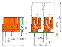 Pružinová svorkovnice THT rovná 7,62 mm oranžová 10pól. WAGO 232-770/045-000