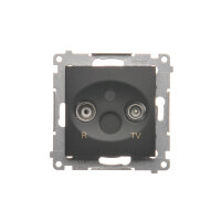 Zásuvka R-TV koncová pro průběžný zásuvky, černá matná KONTAKT SIMON DAZ.01/49