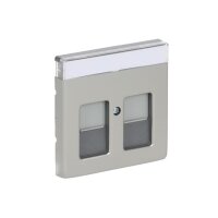 Kryt komunikační zásuvky ABB FUTURE LINEAR (pro 2 zásuvky) ušlechtilá ocel