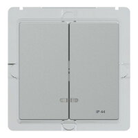 Kryt spínače dvojitý průzory IP44, Alu SCHNEIDER MEG3424-0460