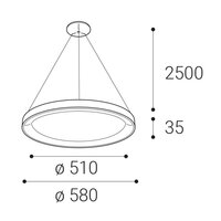 Závěsné svítidlo LED2 BELLA SLIM 58 P-Z, W DALI/PUSH 48W 2700K/3000K/4000K bílá