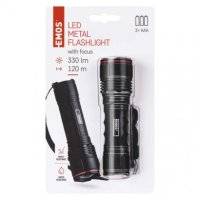 LED svítilna kovová, 330 lm, 3x AAA, FOKUS EMOS P3114
