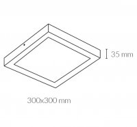 Stropní svítidlo DISC hranaté bílé LED 24W 3000K 300x300mm hranaté