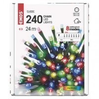 LED vánoční řetěz, 24 m, venkovní i vnitřní, multicolor, programy EMOS D4AM10