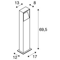 LOGS 70 venkovní stojací lampa LED 3000K IP65 hranatá antracit 13/8/69,5 cm 8 W