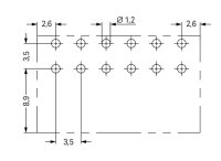 Konektor s pájecími piny THT 2řadý pájecí kontakt 0,8x0,8 mm úhlové černá 6pól.
