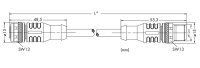 Kabel PROFIBUS, Zásuvka M12B,  přímá, Zástrčka M12B,  přímá, fialová 5pól.