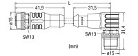 Kabel pro senzor/akční člen, Zásuvka M12A,  přímá, Zástrčka M12A,  úhlová 3pól.