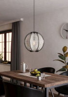 Závěsné svítidlo WAVERTON E27 d400 černá/dřevo/bílá 1X40W IP20 EGLO 44005
