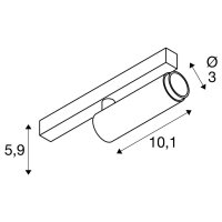 GRIP! S, 48V spot, válcový, 3000K, 9,8W, DALI, 29°, bílý / černý SLV 1008410