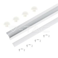 Aluminum Profil 2000 x 24.5 x 12.2mm Milky, VT-8115 V-TAC SKU3357