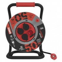 Venkovní prodlužovací kabel na bubnu 50 m 4 zás. černý guma-neopren 230V 1,5mm2