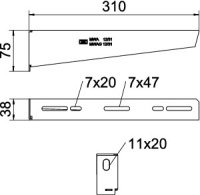 Nástěnný výložník OBO MWA 12 31S FS s upevňovacím šroubem M10x25 B310mm Ocel