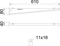 Nástěnný výložník OBO AWG 15 61 A2 pro mřížový žlab B610mm Nerez ocel