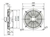 HXBR 315 Ecowatt IP44 úsporný nástěnný axiální ventilátor ELEKTRODESIGN 8345911