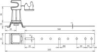 Podpěra vedení DEHNsnap, Al/plast šedý H 16mm, pro prům. 8mm, se vzpěrou L 205mm