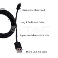 Micro USB Cable 1.5M Black, VT-5332 V-TAC SKU8448