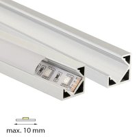 Rohový hliníkový profil RT, 19x19 mm, matný difuzor, komplet, 2 m