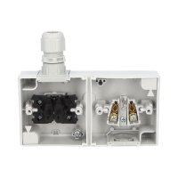 ATLAS 2K IP65 Přepínač č.6+zásuvka 2P+PE vodorovně s vývodkou M20 na povrch šedá