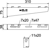 Nástěnný výložník OBO MWAG 12 31 FS pro mřížový žlab B310mm Ocel