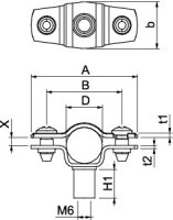 OBO ASG 732 14 A4 Distanční příchytka s připojovacím závitem M6 12-14mm Nerez