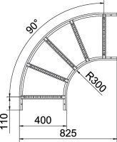 OBO LB 90 1140 R3 FS Oblouk 90° pro kabelový žebřík 110x400 Ocel