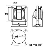 Zásuvka vestavná 16A 3p 230V IP54 s ochrannými clonkami CZ Quick-Connect (modrá)