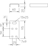 OBO ABR VA4571 Úchyt kabelové žlaby pro zachování funkčnosti 115x60x20 Nerez