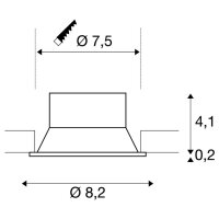 NEW TRIA 75 kroužek pro vestavbu do stropu prohloubený D8,2 H4,3 cm IP20 černá