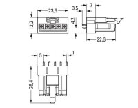 Zásuvka na desky plošných spojů rovné provedení 5pól. bílá WAGO 890-825