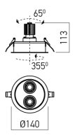 XDRILL RIM REC. FITTING 2x9W 220-240V AC