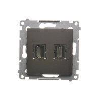 Dvojitá zásuvka HDMI, hnědá matná metalizované KONTAKT SIMON DGHDMI2.01/46