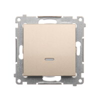 Spínač jednopólový, s orientačním LED, řazení 1So, 16AX 250V, zlatá matná