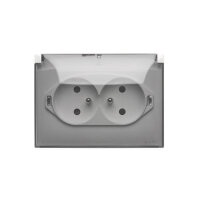 Dvojitá kompaktní zásuvka s uzemněním IP44 s klapkami - průhledná klapka bílá