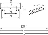 Hliníkový profil PROFILO H 2M bez difuzoru KANLUX 26561