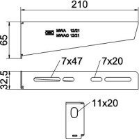 Nástěnný výložník OBO MWA 12 21S FS s upevňovacím šroubem M10x25 B210mm Ocel