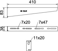 Nástěnný výložník OBO MWA 12 41S FS s upevňovacím šroubem M10x25 B410mm Ocel
