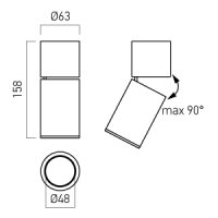 XANGLE CEILING FITTING GU10/PAR16 1x50W