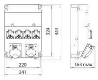 Zásuvková kombinace EDS11 RCD 4/2 16/32 B 1x16A(5P), 1x32A(5P), 4x zás230V