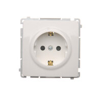Zásuvka jednonásobná typu Schuko s clonkami, 16 A, 250 V~, šroubové svorky,bílá