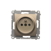Zásuvka jednonásobná s uzemněním, s clonkami 16A, 250V, zlatá matná