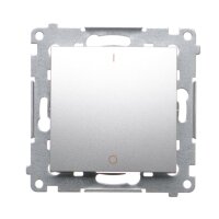Spínač dvojpólový, řazení 2, (strojek s krytem)10AX, 250V, stříbrná matná