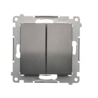 Ovládač zapínací dvojitý, 1/0+1/0, 10AX, 250V, bez piktogramu,antracit mat