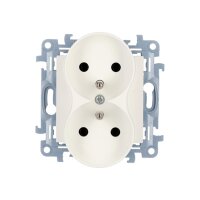 zásuvka 2P+T dvojitá s clonkami bílá KONTAKT SIMON CGZ2MZ.01/11
